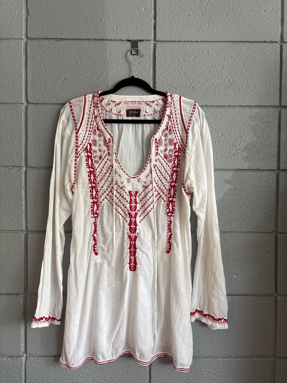 Johnny Was Biya Embroidered Peasant Tunic Blouse size XL Boho